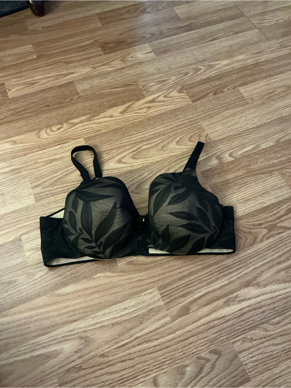 Cacique Black Printed T-Shirt Bra Size 38DD